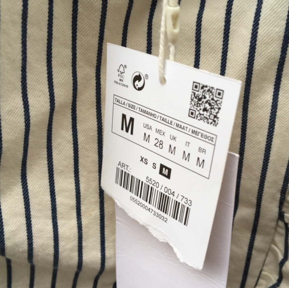 ZARA Denimwear Stripe Ruffle One Shoulder Mini Dress NWT - Picture 5 of 7